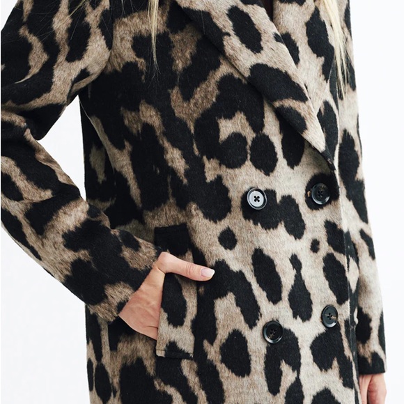Leopard Blend Breasted Coat Print Coat - Picture 8 of 8